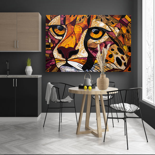Kleurrijk abstract schilderij van een cheeta acrylglas