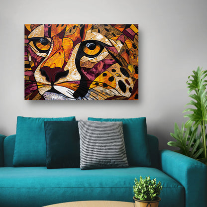 Kleurrijk abstract schilderij van een cheeta acrylglas