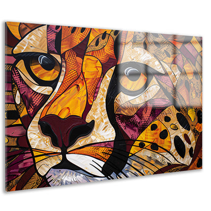 Kleurrijk abstract schilderij van een cheeta acrylglas