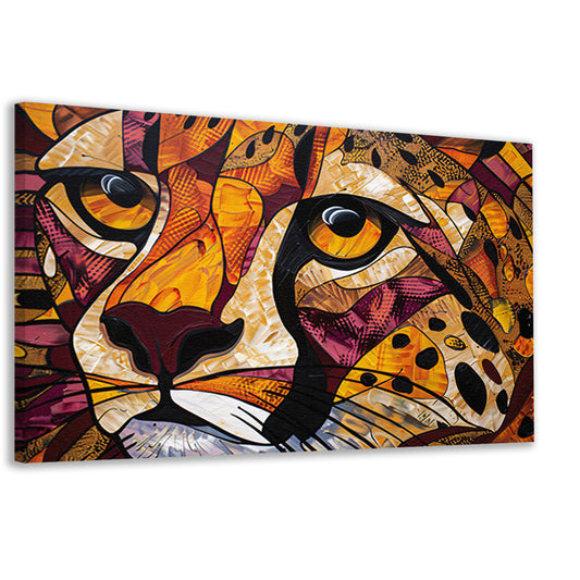 Kleurrijk abstract schilderij van een cheeta canvas