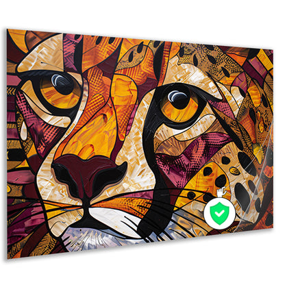 Kleurrijk abstract schilderij van een cheeta poster