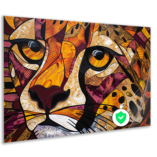 Kleurrijk abstract schilderij van een cheeta poster