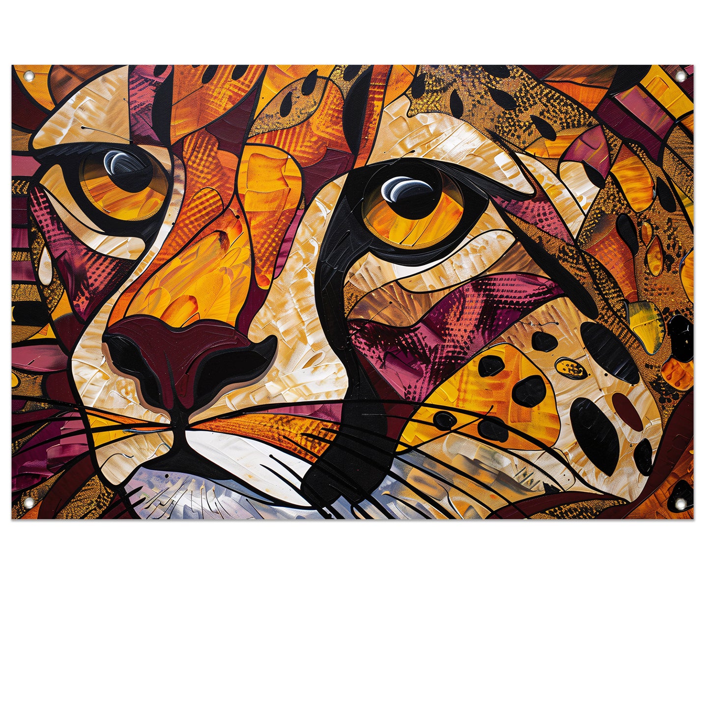Kleurrijk abstract schilderij van een cheeta tuinposter