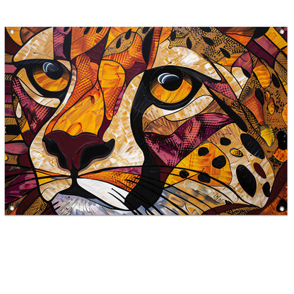 Kleurrijk abstract schilderij van een cheeta tuinposter