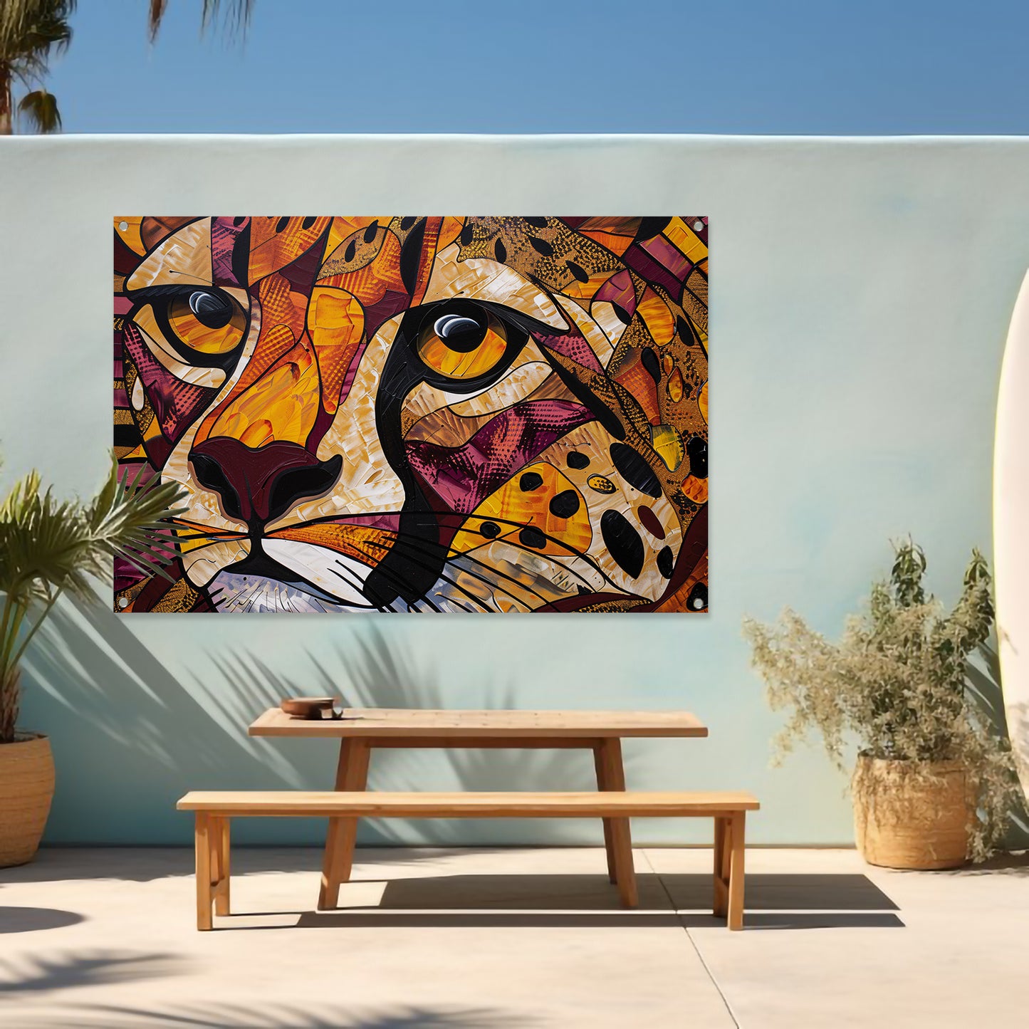 Kleurrijk abstract schilderij van een cheeta tuinposter