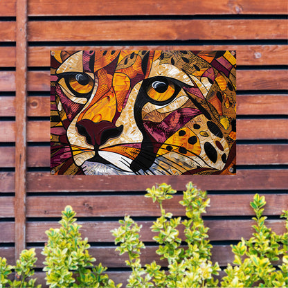 Kleurrijk abstract schilderij van een cheeta tuinposter