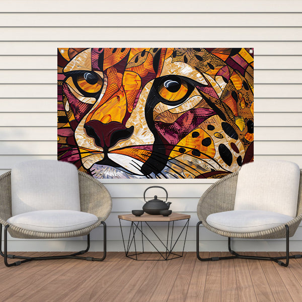 Kleurrijk abstract schilderij van een cheeta tuinposter