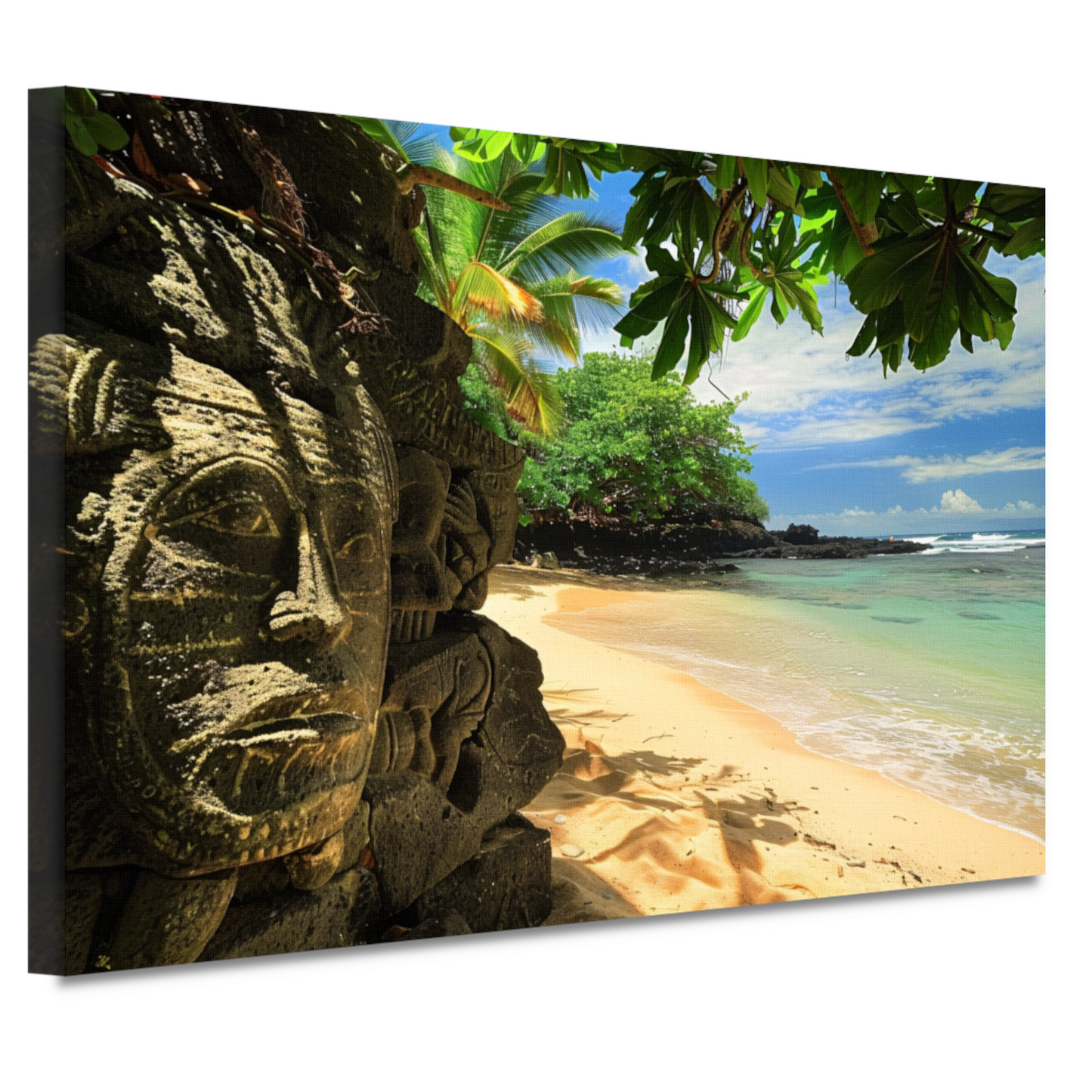 Verborgen Sculpturen aan een Tropisch Strand canvas