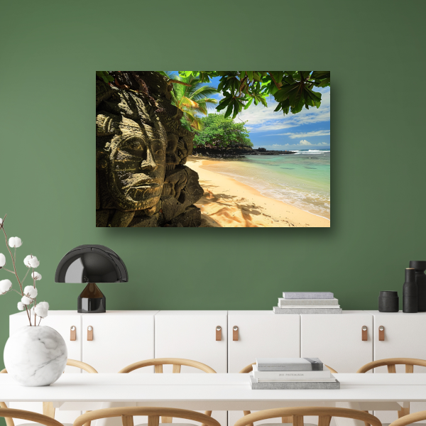 Verborgen Sculpturen aan een Tropisch Strand canvas