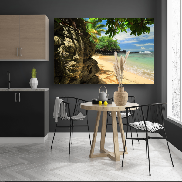 Verborgen Sculpturen aan een Tropisch Strand canvas