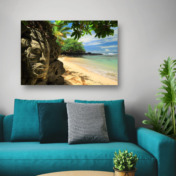 Verborgen Sculpturen aan een Tropisch Strand canvas