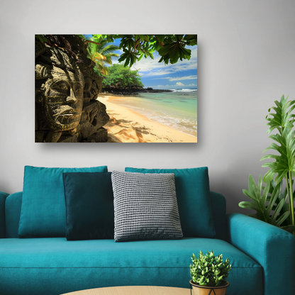 Verborgen Sculpturen aan een Tropisch Strand canvas