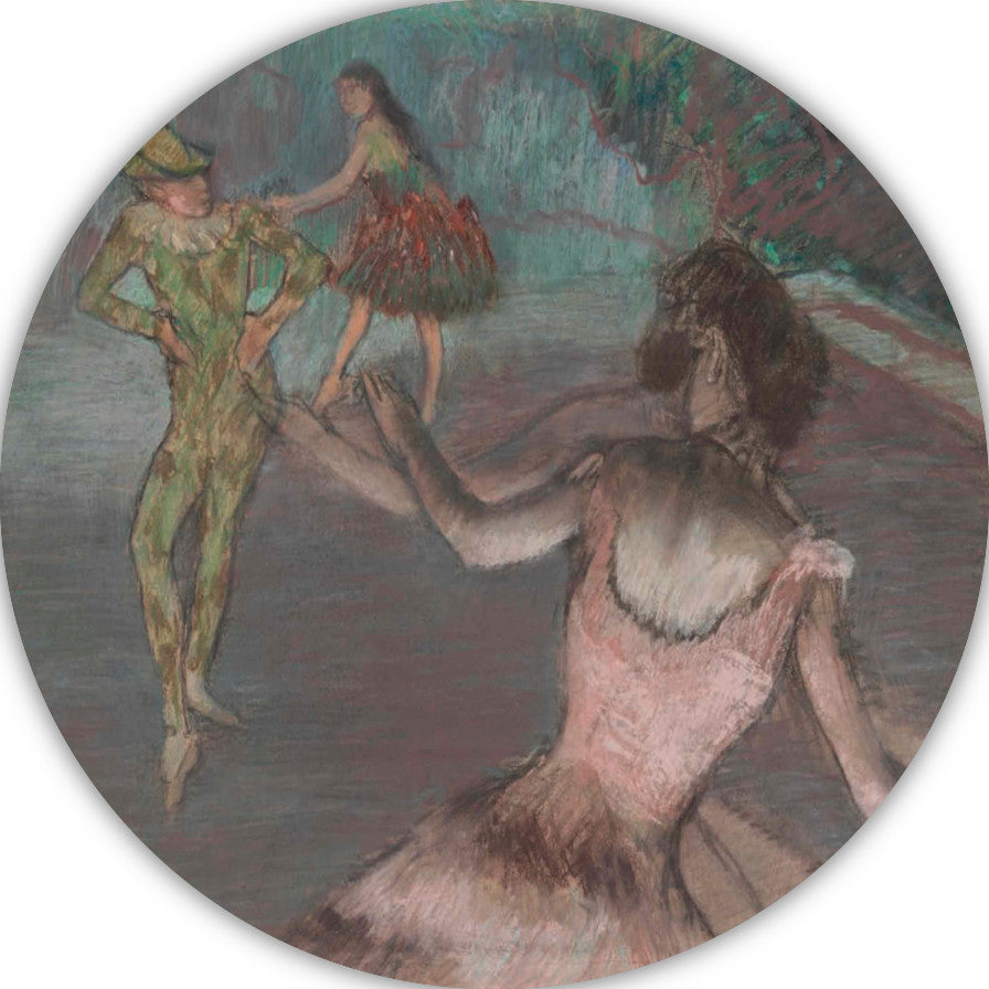 Harlekijn en dansers - Edgar Degas aluminium muurcirkel