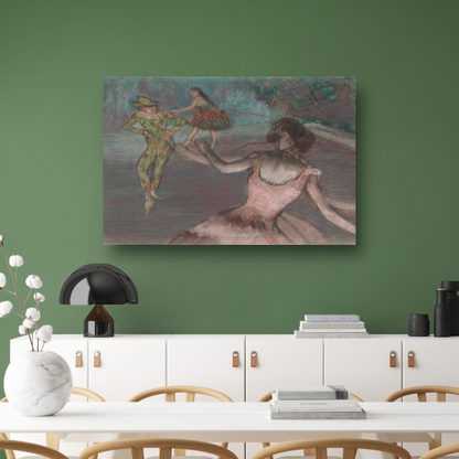 Harlekijn en dansers - Edgar Degas canvas met baklijst
