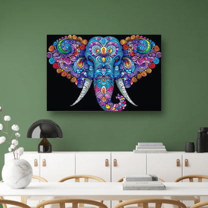 Kleurrijke olifant met gedetailleerde patronen poster