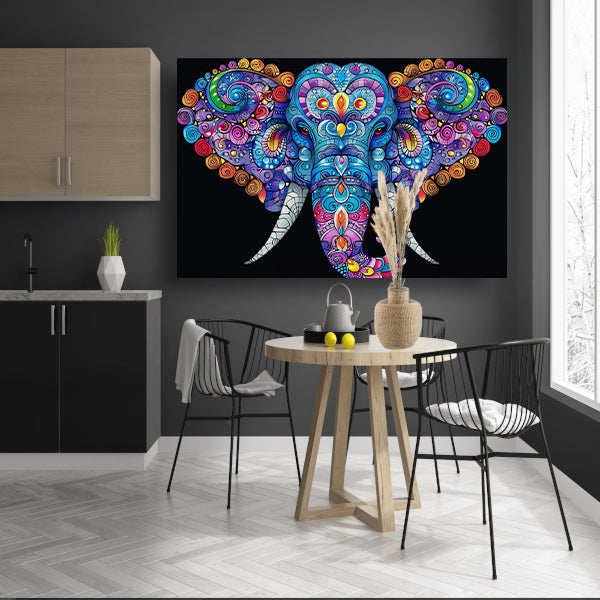 Kleurrijke olifant met gedetailleerde patronen poster