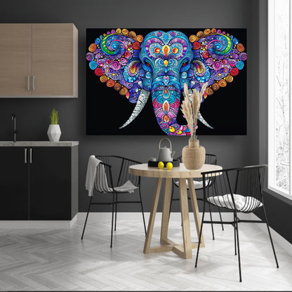 Kleurrijke olifant met gedetailleerde patronen poster
