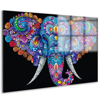 Kleurrijke olifant met gedetailleerde patronen acrylglas