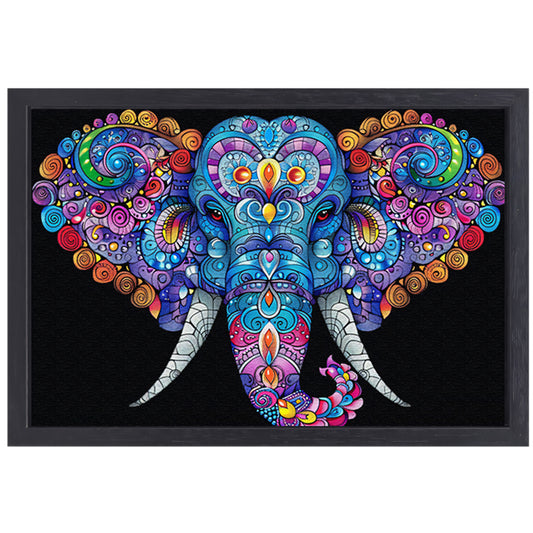 Kleurrijke olifant met gedetailleerde patronen canvas met baklijst