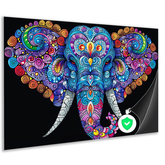 Kleurrijke olifant met gedetailleerde patronen poster