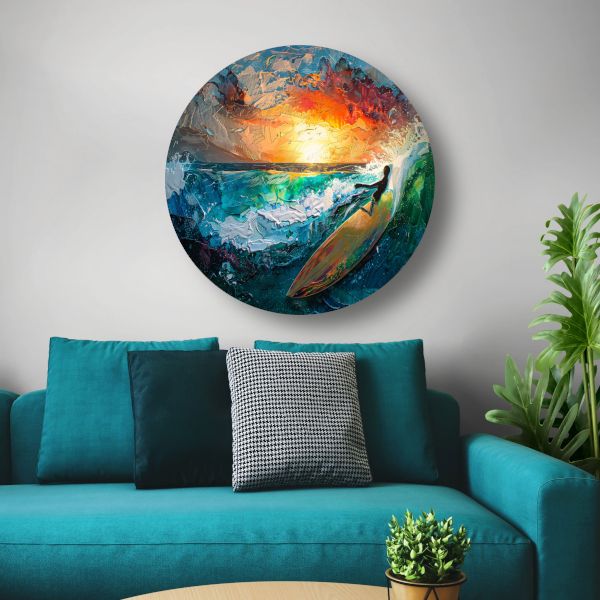 De Grote Golf van Kanagawa door Hokusai aluminium muurcirkel