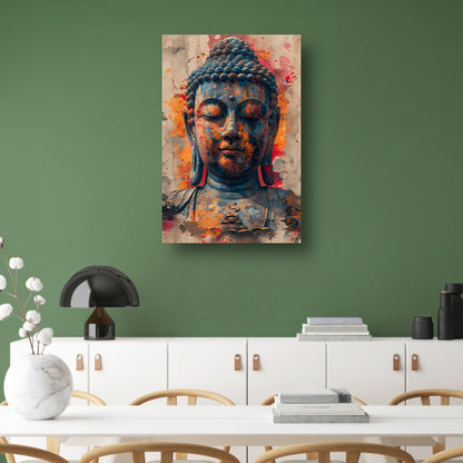 Boeddha in Kleurrijk Abstract explosie canvas met baklijst