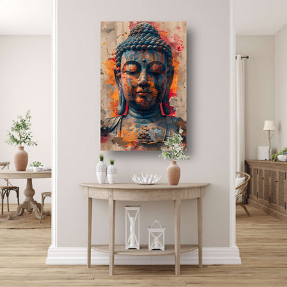 Boeddha in Kleurrijk Abstract explosie canvas met baklijst