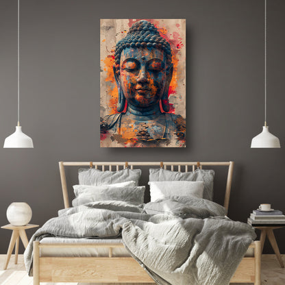 Boeddha in Kleurrijk Abstract explosie canvas met baklijst