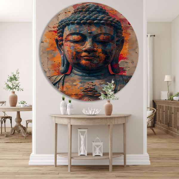 Boeddha in Kleurrijk Abstract explosie forex muurcirkel