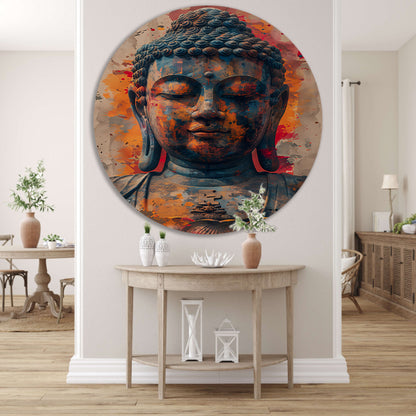 Boeddha in Kleurrijk Abstract explosie forex muurcirkel