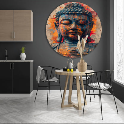 Boeddha in Kleurrijk Abstract explosie forex muurcirkel