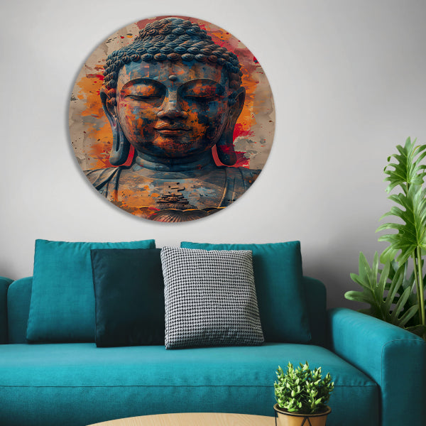 Boeddha in Kleurrijk Abstract explosie forex muurcirkel