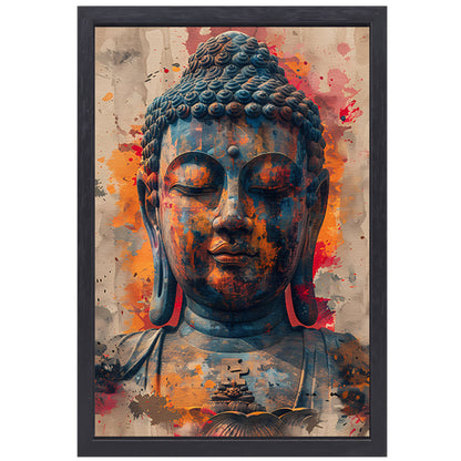 Boeddha in Kleurrijk Abstract explosie canvas met baklijst