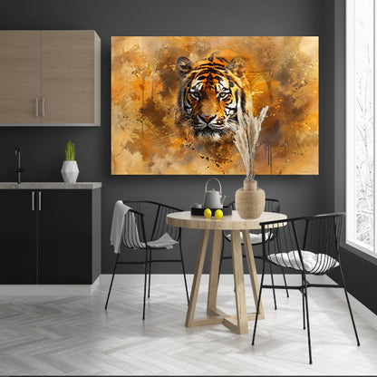 Tijgerportret met abstracte achtergrond acrylglas