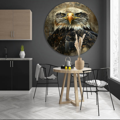 Mysterieuze adelaar met rustieke achtergrond aluminium muurcirkel