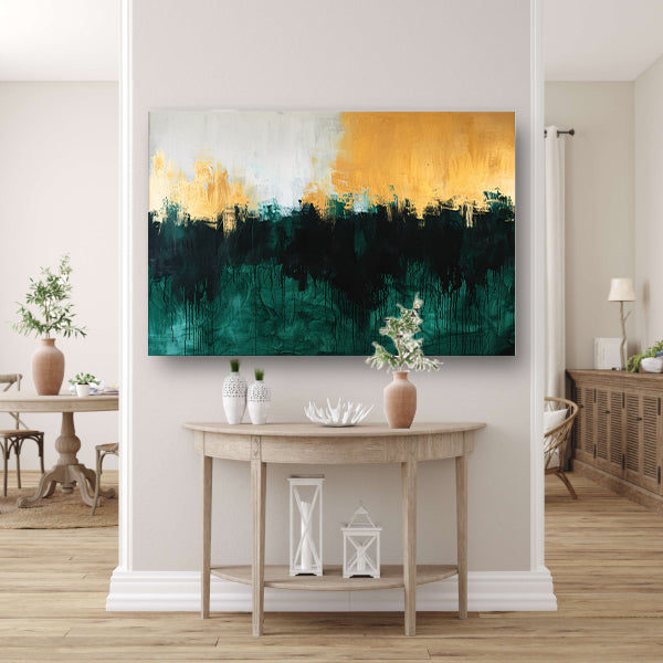 Abstract schilderij met dynamische kleurrijke accenten poster