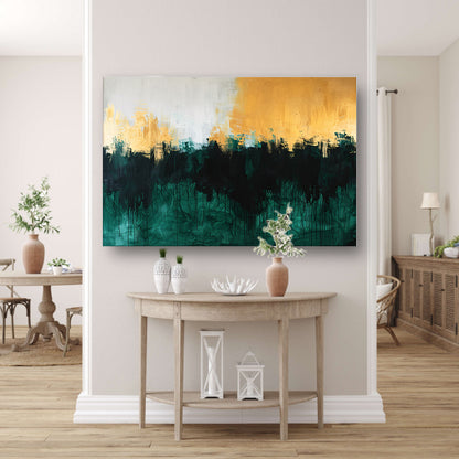 Abstract schilderij met dynamische kleurrijke accenten poster