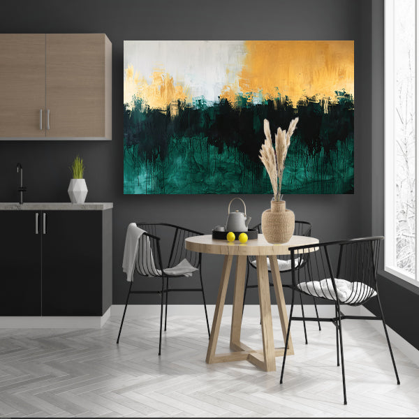 Abstract schilderij met dynamische kleurrijke accenten canvas