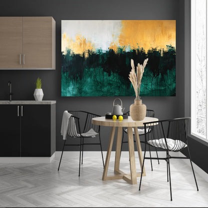 Abstract schilderij met dynamische kleurrijke accenten canvas