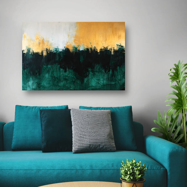 Abstract schilderij met dynamische kleurrijke accenten canvas