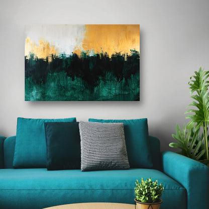 Abstract schilderij met dynamische kleurrijke accenten poster