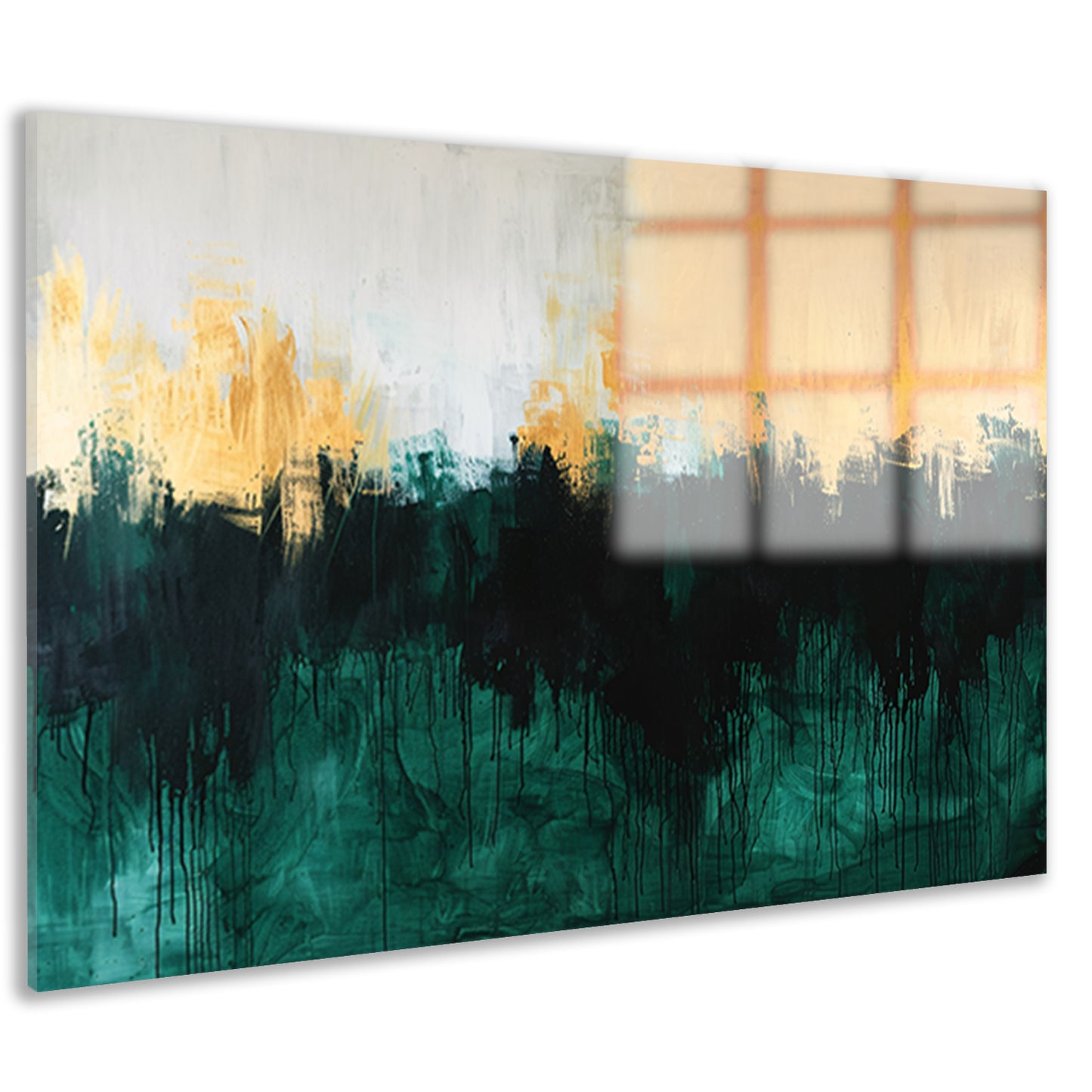 Abstract schilderij met dynamische kleurrijke accenten acrylglas