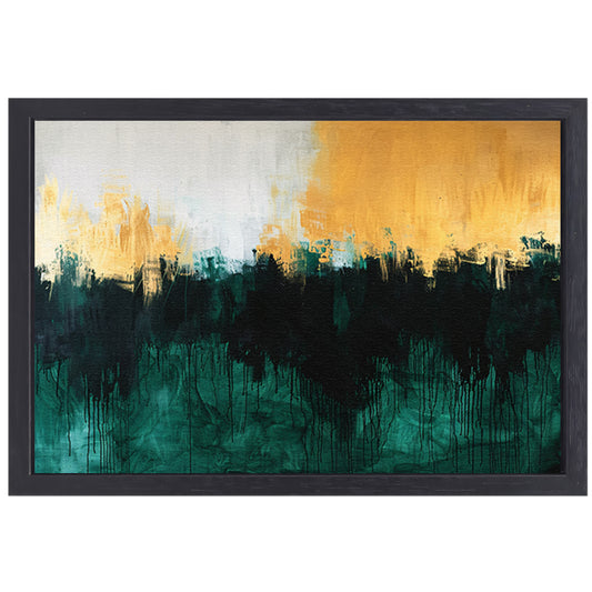 Abstract schilderij met dynamische kleurrijke accenten canvas met baklijst