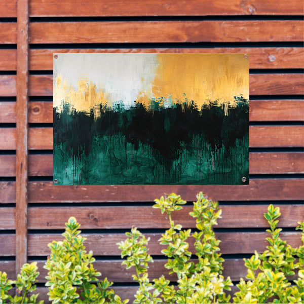 Abstract schilderij met dynamische kleurrijke accenten tuinposter