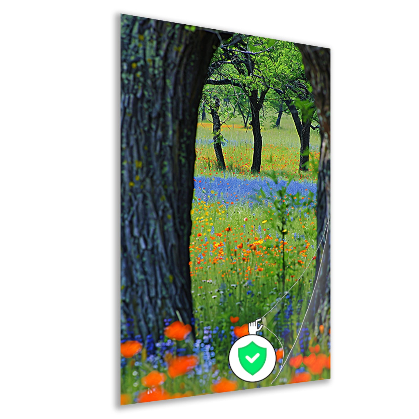 Kleurrijk Bloemenveld met Bomen poster