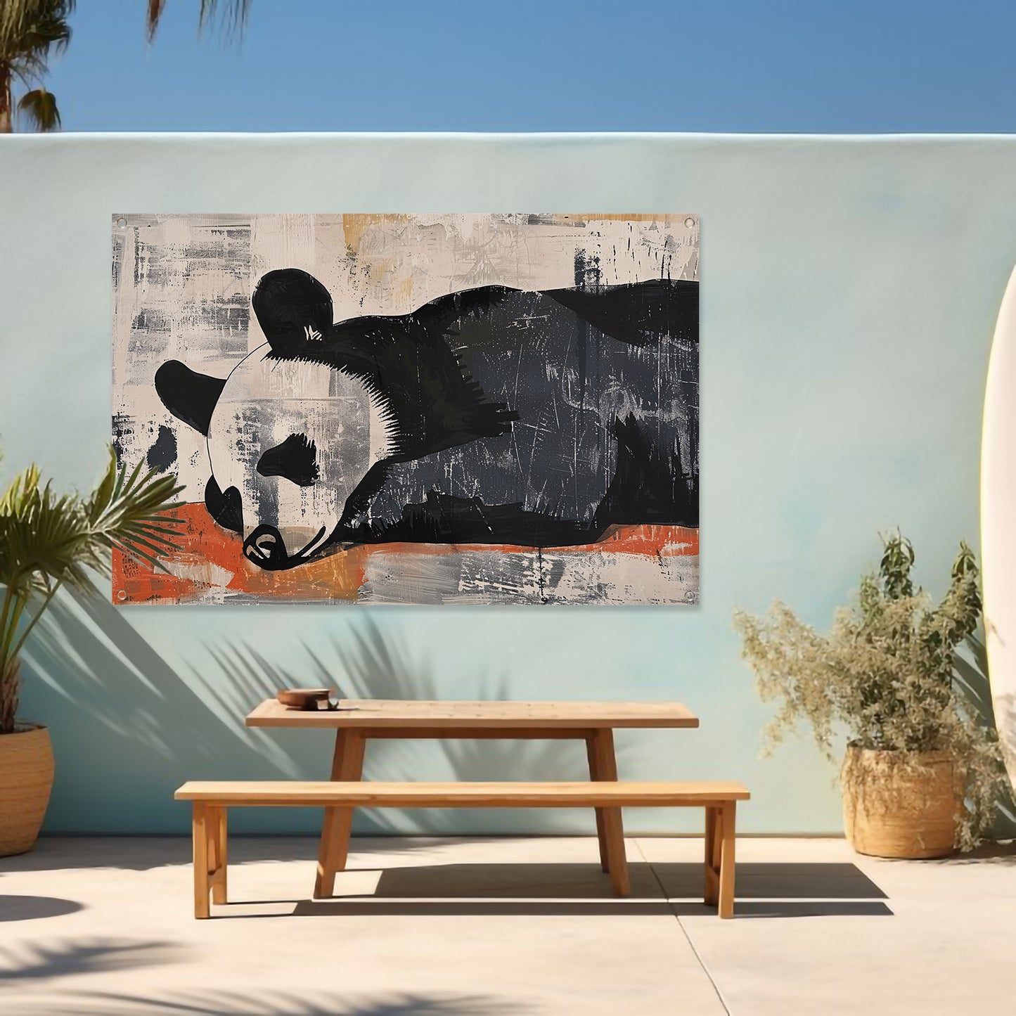 Beer rustend op abstracte achtergrond tuinposter