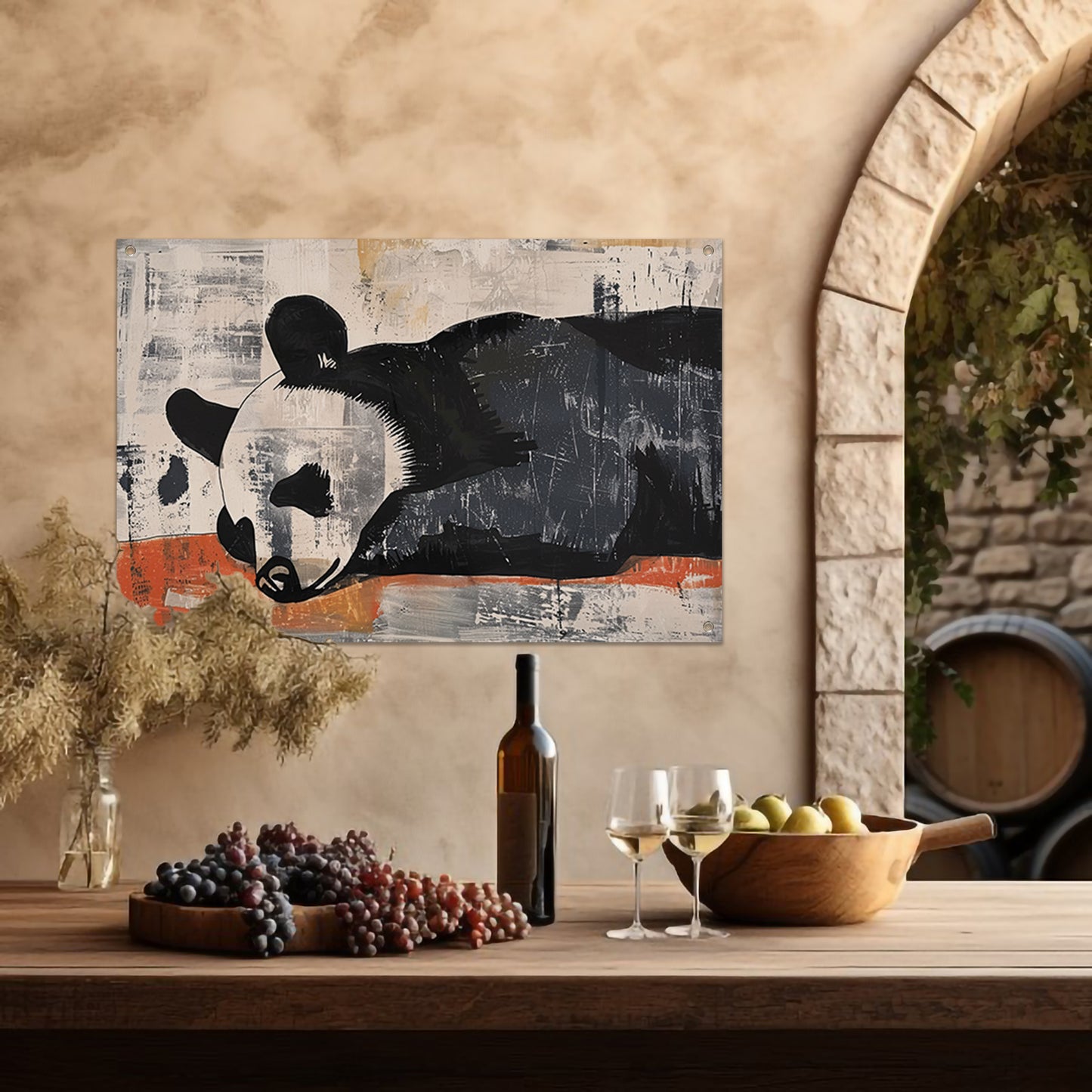 Beer rustend op abstracte achtergrond tuinposter