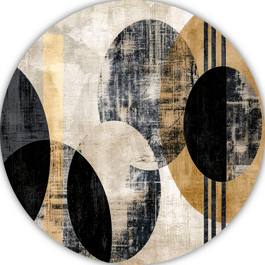 Monochrome Cirkels en Gouden Lijnen forex muurcirkel