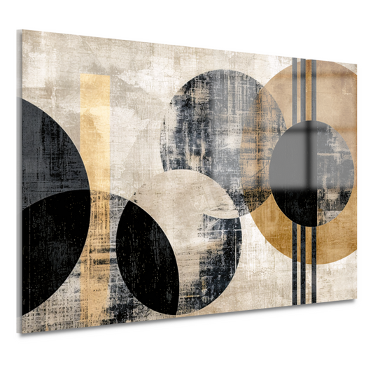 Monochrome Cirkels en Gouden Lijnen acrylglas