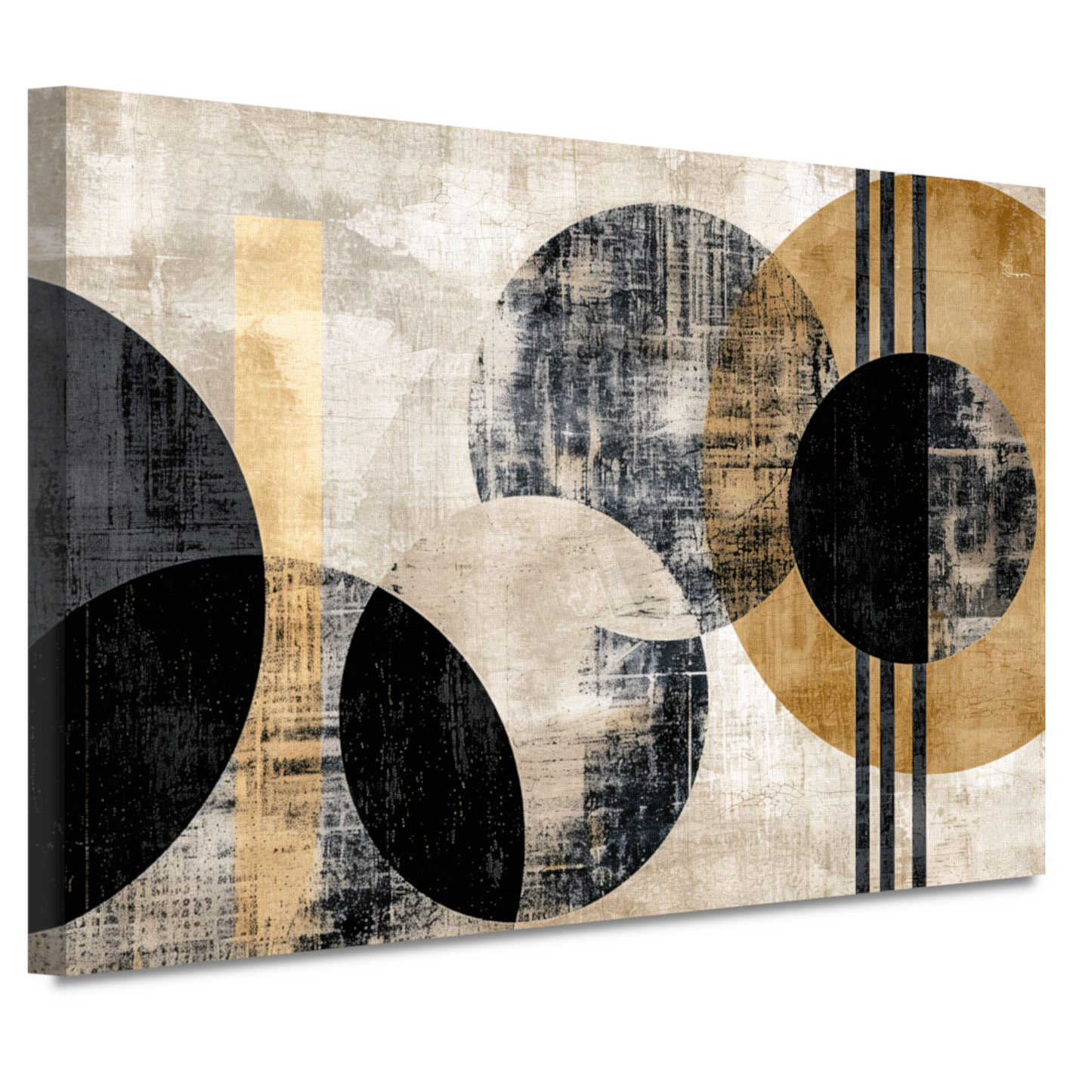 Monochrome Cirkels en Gouden Lijnen canvas